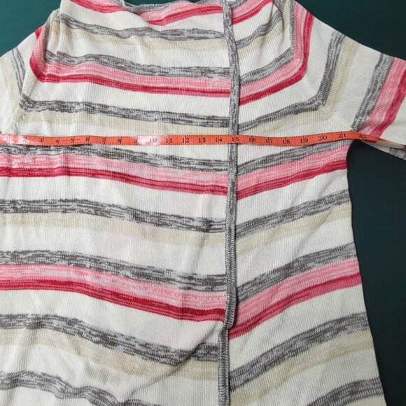 Torrid open front striped cardigan in red, grey, and cream size 2 or 2X EUC - Picture 7 of 8